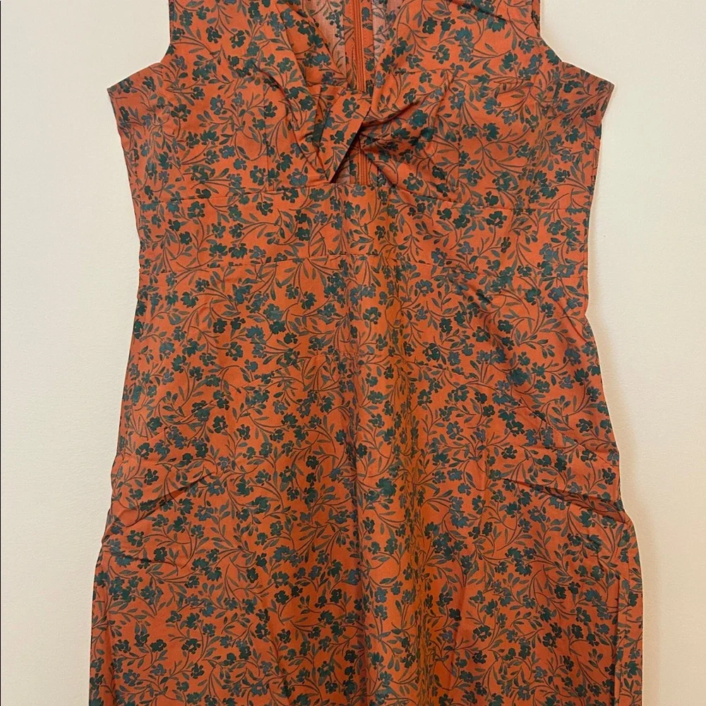 Madewell Floral Twist Front Poplin Midi Dress, Size 6 - Picture 6 of 14